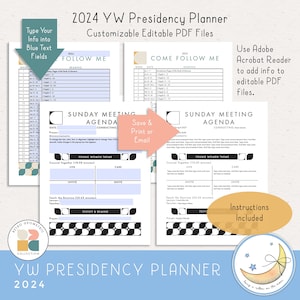 LDS YW Young Women Presidency Planner 2024, Editable PDF, Binder Covers, Divider Pages, Tabs, 64 ...