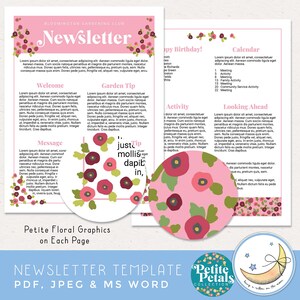 Newsletter Template, Two Pages, Editable in Adobe Reader, PS, PSE ...