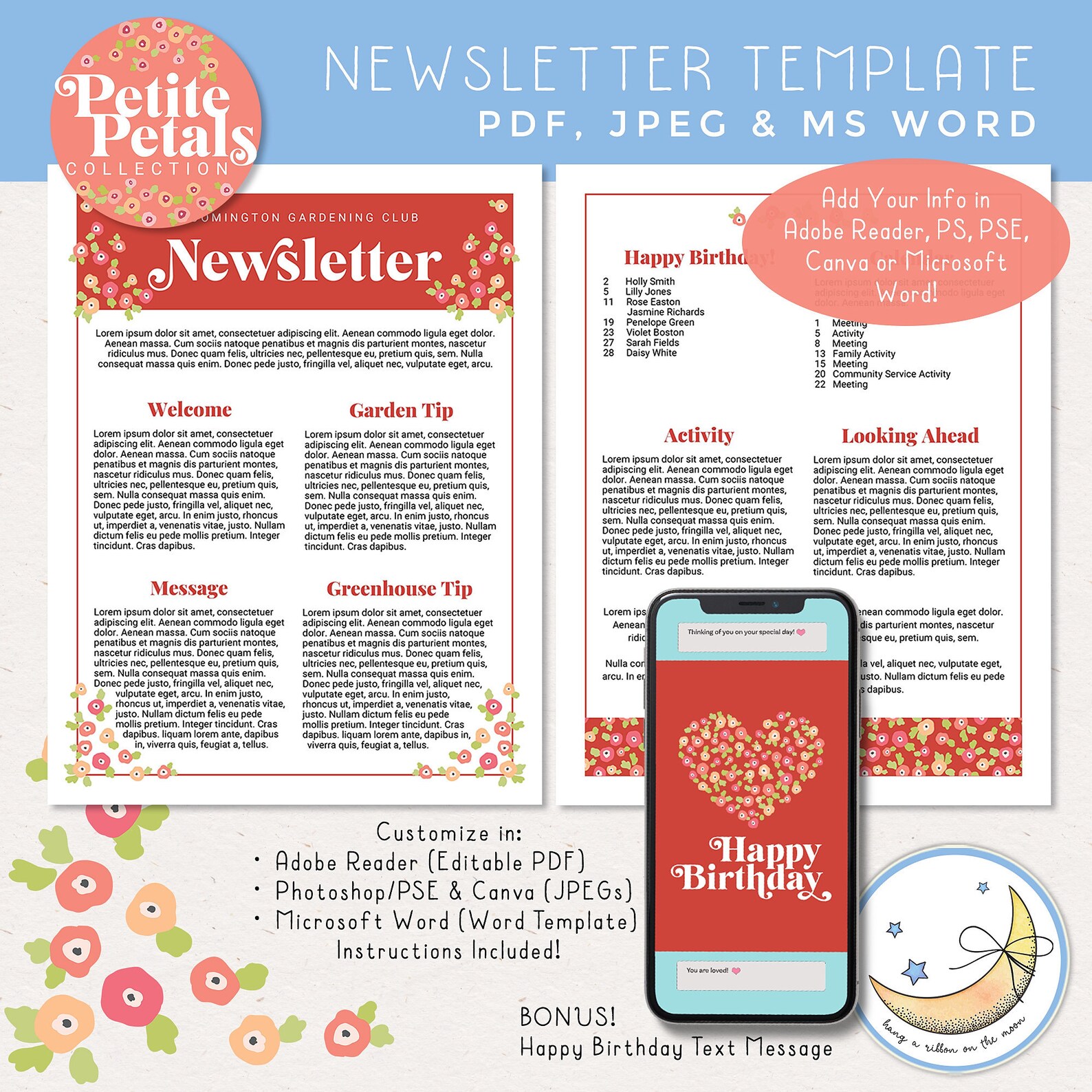 Newsletter Template Editable in Adobe Reader PS PSE Canva Etsy