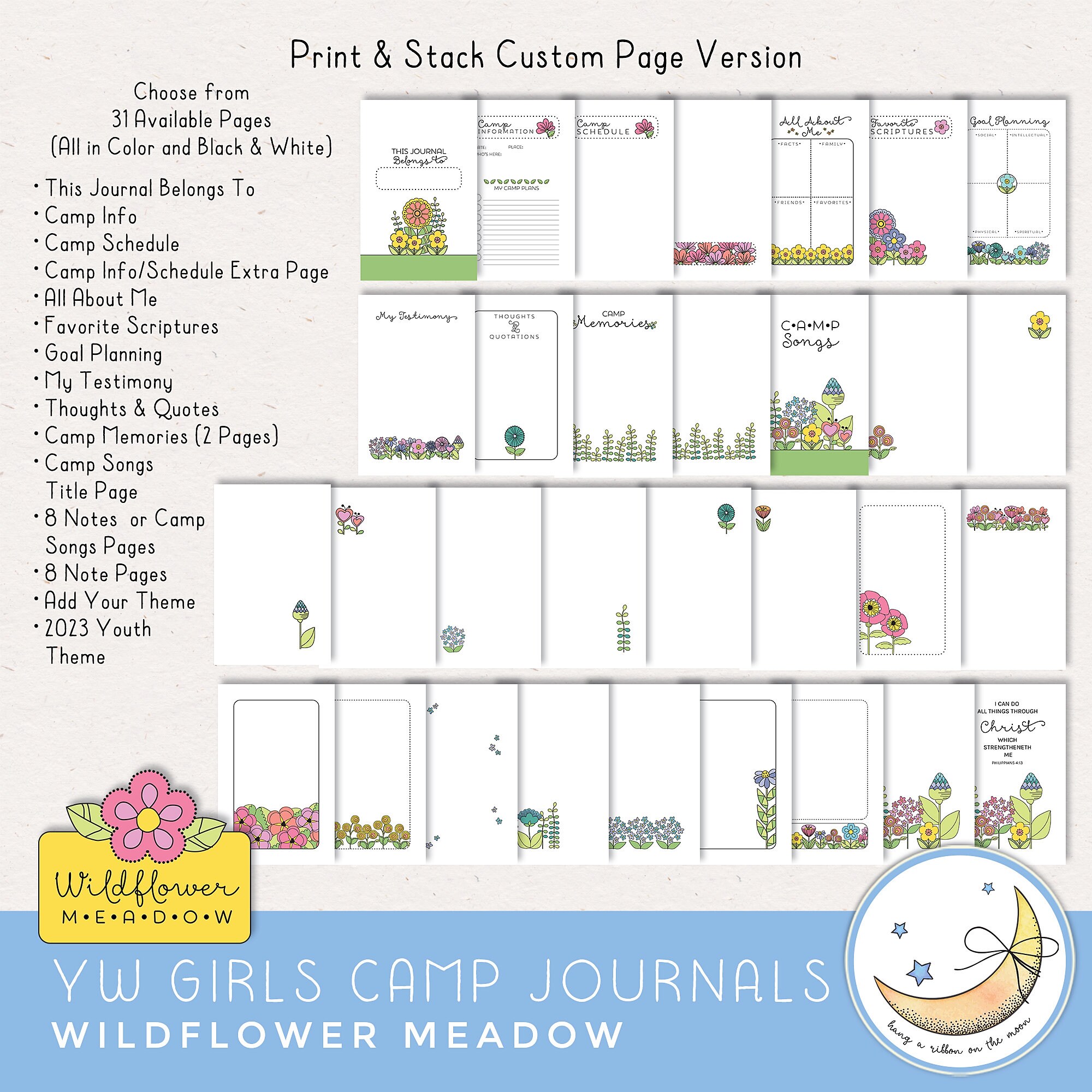 LDS YW Girls Camp Printable Journals, Young Women Booklet, Editable PDF ...