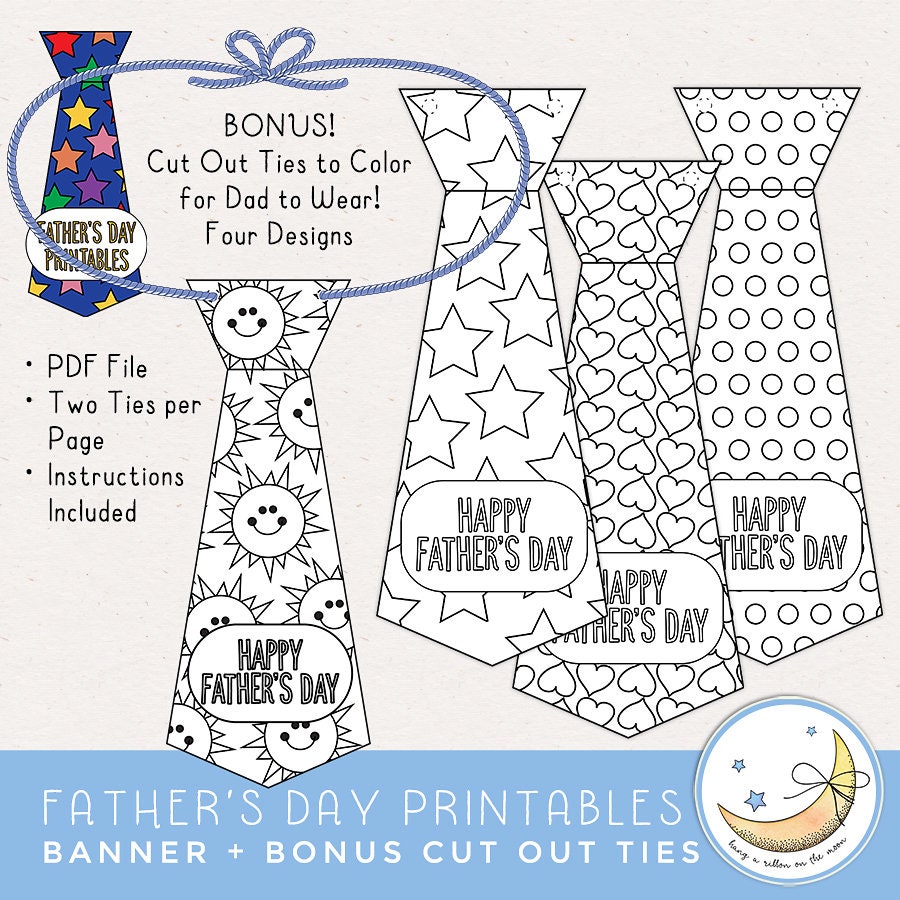 Father's Day Banner Printable &amp; Paper Ties, Father's Day Craft: Use for ...
