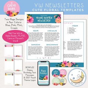 Newsletter Templates LDS Young Women Pack 2021 Youth Theme [Instant Download]