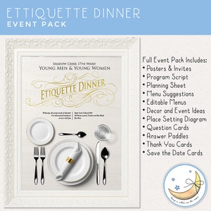 YW & YM Etiquette Dinner Event Pack; LDS Young Women, Young Men, Mutual Activity, Digital Download
