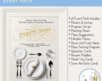 YW & YM Etiquette Dinner Event Pack; LDS Young Women, Young Men, Mutual Activity, Digital Download