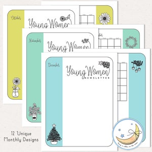 LDS Young Women Newsletter Templates 12 Months: Edit in Adobe Reader, PS, PSE, Microsoft Word or Canva Digital Download image 10