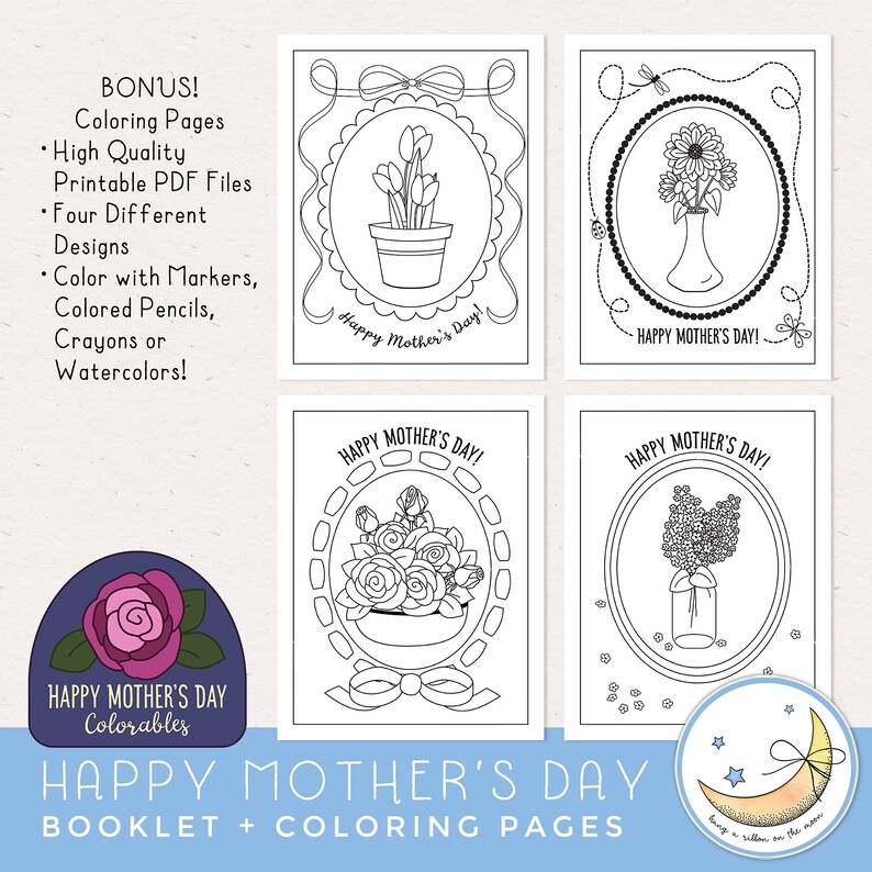 Mother's Day Booklet, Printable, All About My Mom, Coloring Book Style ...
