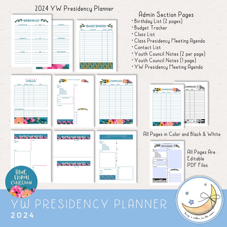 2024 LDS YW Presidency Planner, Editable PDF, Binder Covers, Divider ...