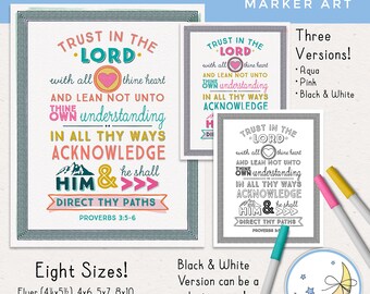 Trust in the Lord Posters for 2022 LDS Youth YW Theme! Eight sizes, Three Versions: Aqua, Pink, Black and White, Digital Download