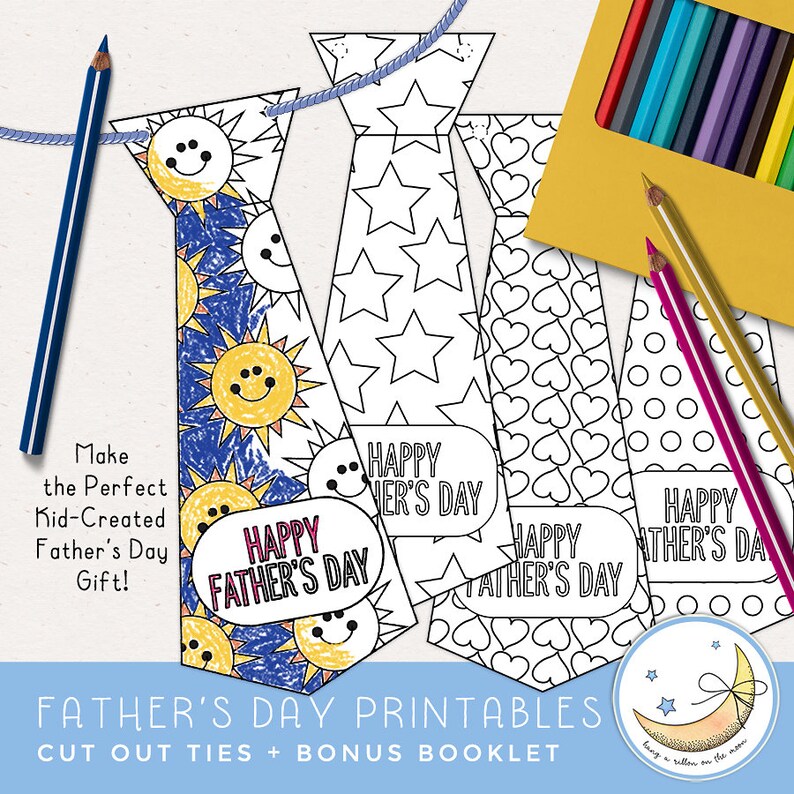 Father s Day Printable Paper Ties Dad Booklet Etsy