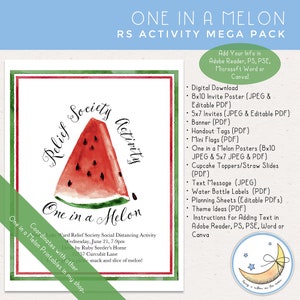 LDS Relief Society Activity Event Mega Pack: One in a Melon Posters, Invites, Text Message and Planning Pages and More! [Digital Download]