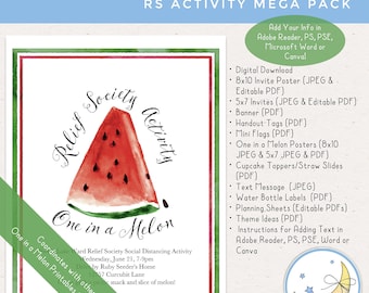 LDS Relief Society Activity Event Mega Pack: One in a Melon Posters, Invites, Text Message and Planning Pages and More! [Digital Download]