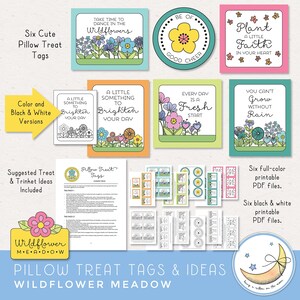 LDS Young Women Girls Camp Pillow Treat tags. Be of good cheer. Plant a little seed of faith in your heart. Take time to dance in the wildflowers. Every day is a fresh start. You cant grow without rain. A little something to brighten your day.