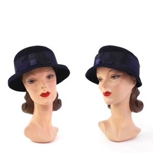 1930s Navy Blue Cloche Hat - 1930s Womens Hat - 1930s Cloche - Vintage Cloche - 1930s Blue Hat - Womens Blue Hat - 1930s Hat - Vintage Hat