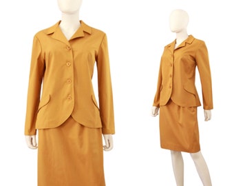 Late 1960s Mustard Yellow Suit - 1960s Womens Suit - 1960s Yellow Suit - Mustard Yellow Vintage Suit - 60s Suit - Vintage Suit | Size Small