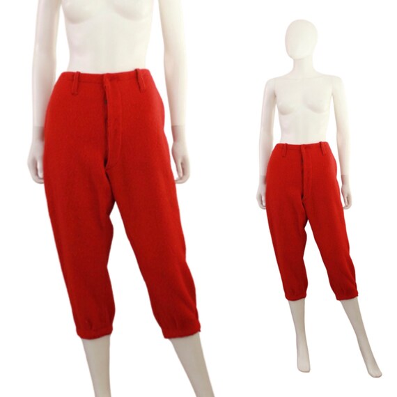 1930s Red Wool Knickers - 1930s Red Wool Hunting Pants - 1930s Red Wool Ski Pants - 30s Red Wool Pants - 30s Red Trousers | Size Large / XL