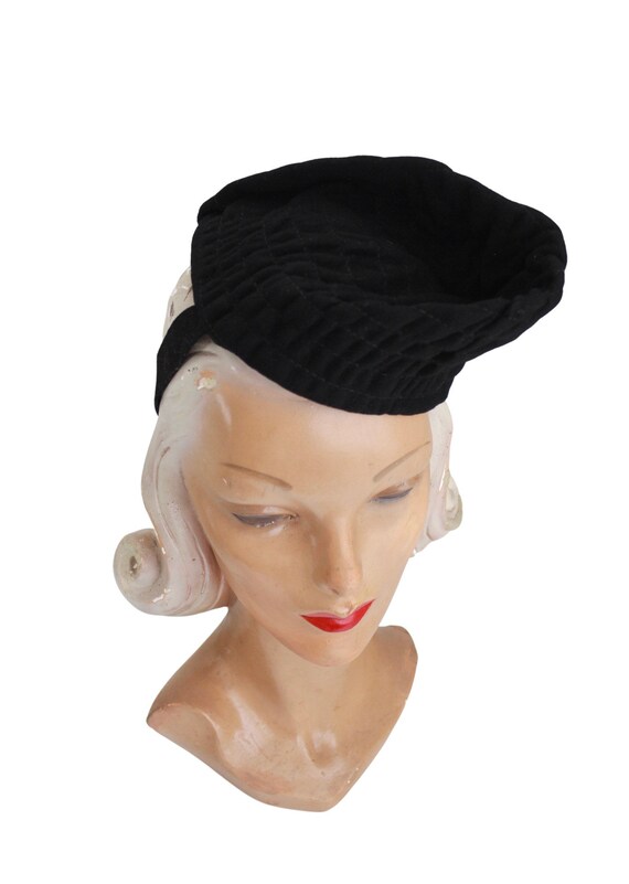 1940s Black Military Inspired Til Hat - 1940s Til… - image 4