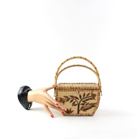 1950s Bamboo Box Purse - 1950s Tiki Purse - 1950s