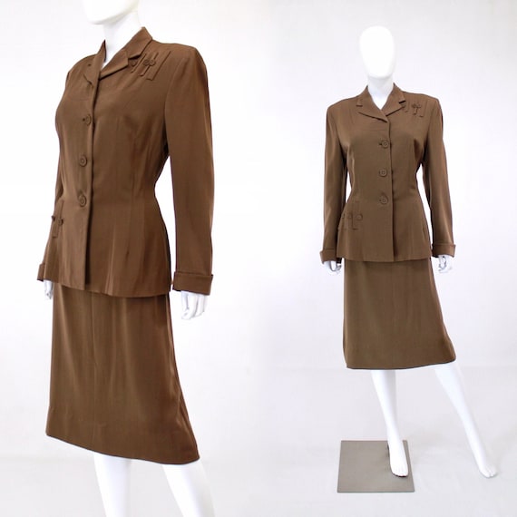 RESERVED | 1940s Womens Brown Suit - 1940s Brown G