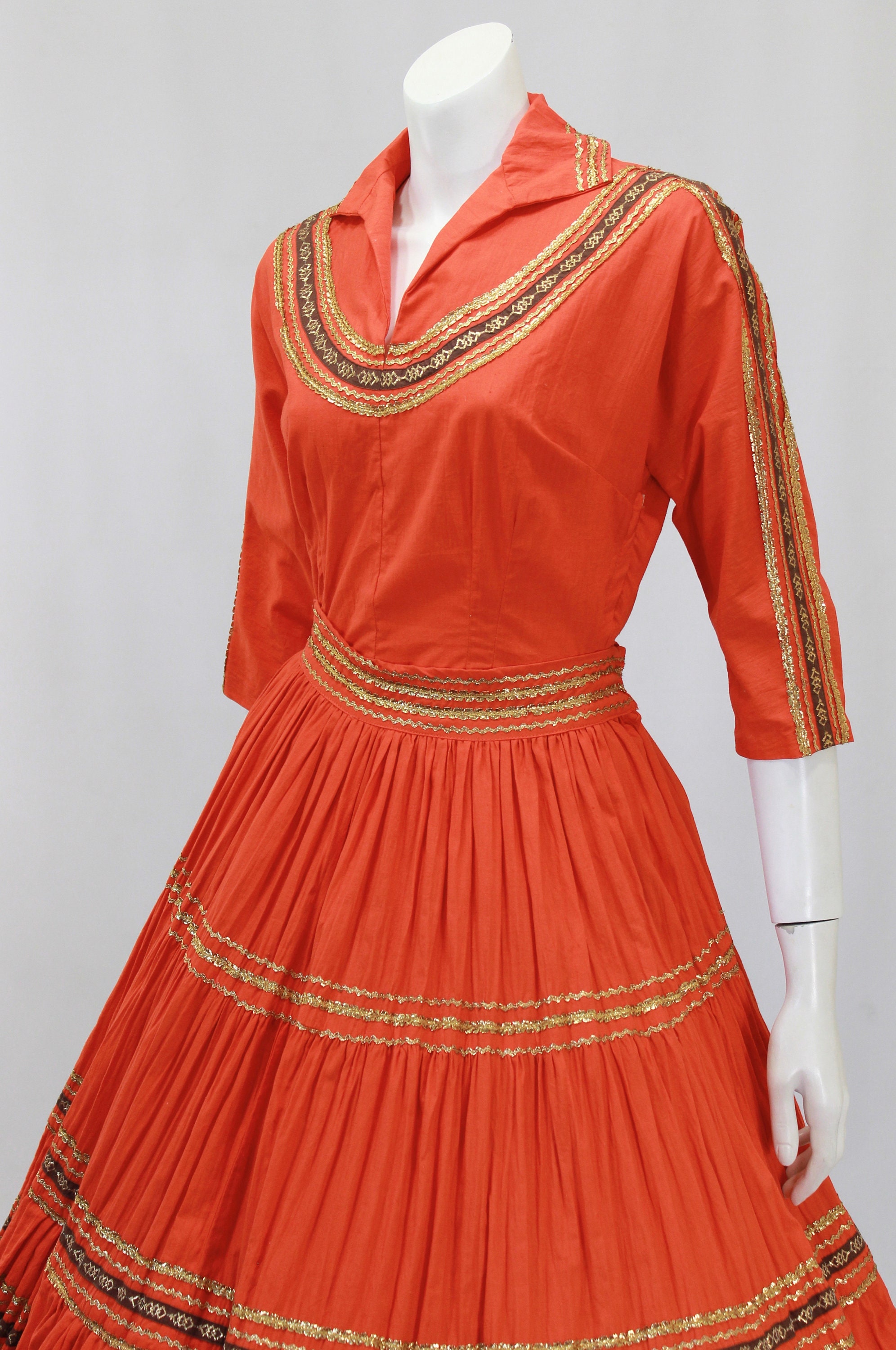 1950s Patio Skirt Set Orange Patio Skirt Set 50s Fiesta Etsy