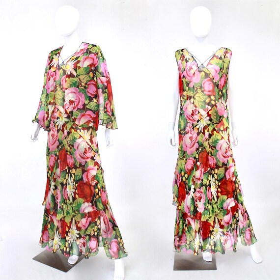 RARE VOLUP 1930s Bias Cut Dress Set - 1930s Rose P