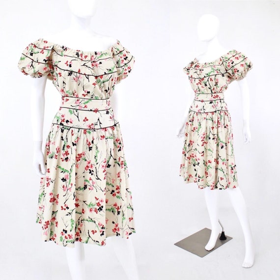 1950s Sakura Cherry Blossom Print Patio Set - 1950