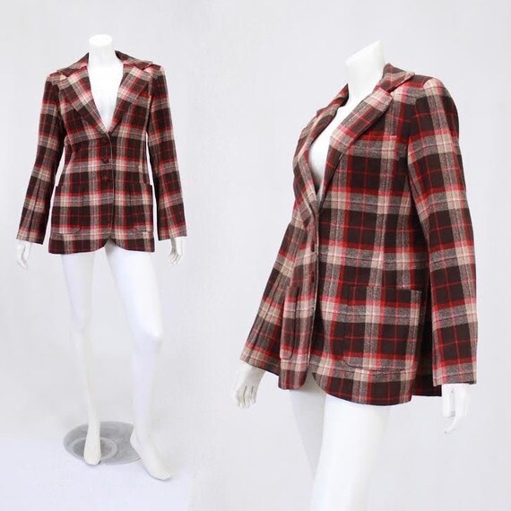 1940s Womens Blazer - 40s Plaid Jacket - Womens Pl