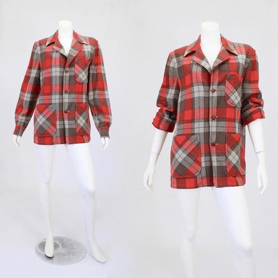 1950s Wool Jacket - Red 49er Jacket - Large 49er J
