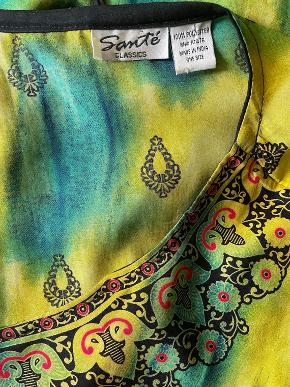 Vintage Yellow & Green Tie Dye Mandala Print Caft… - image 10