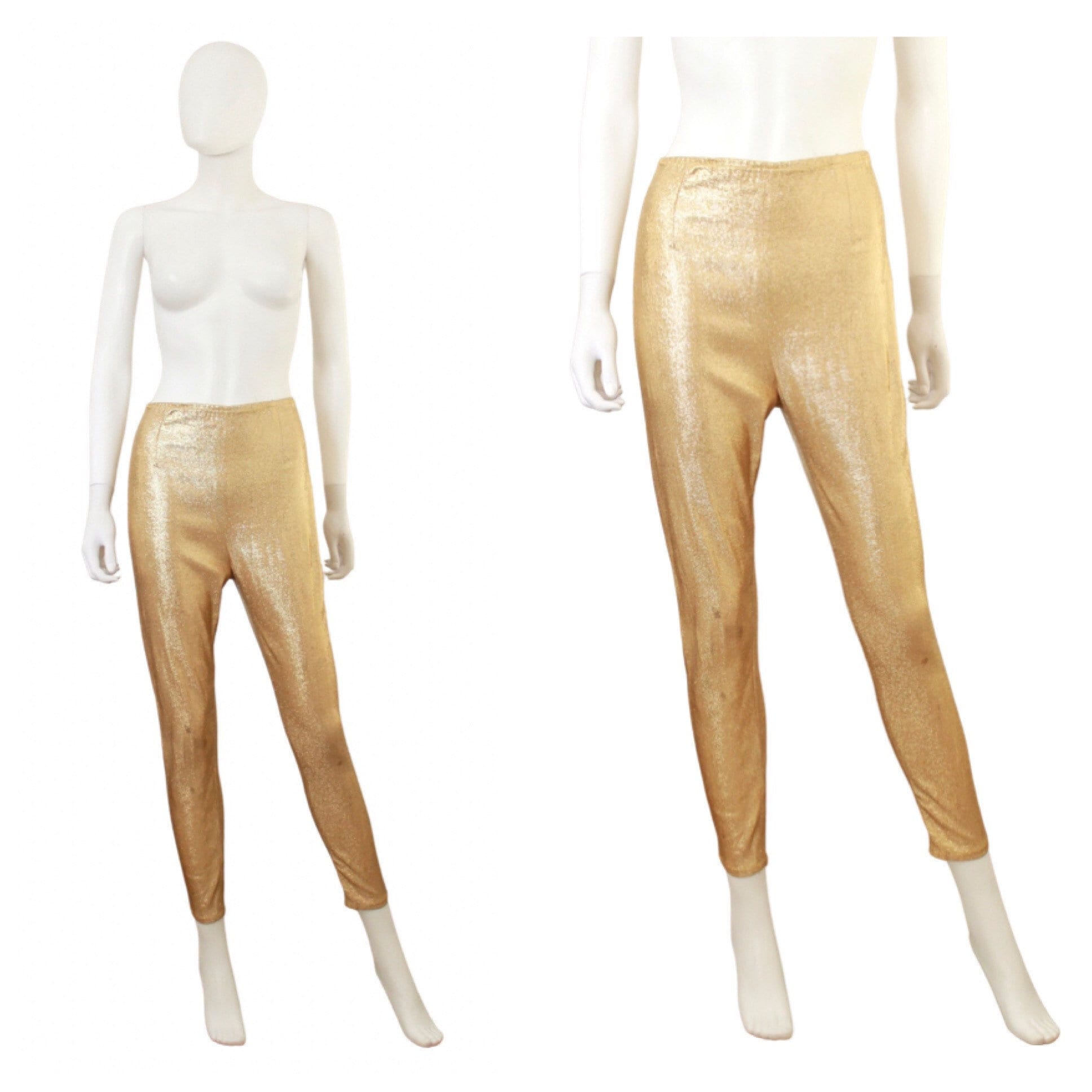 Birthday Life Vintage 1950s Metallic Gold Lamé Cigarette Pants | Small