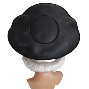 1950s Black Platter Hat 1950s Black Cartwheel Hat 50s New Look Hat 50s Black Sun Hat 50s Black Hat 50s Platter Hat 50s Dish Hat image 6