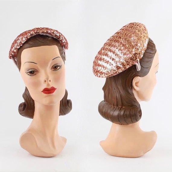 1950s Cocktail Hat - 1950s Pink Cocktail Hat - Seq