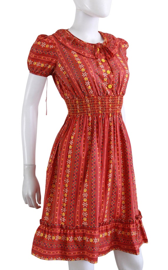DEADSTOCK 1940s Puff Sleeve Dress - 40s Cotton Dr… - image 7