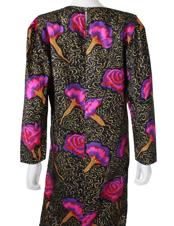 INCREDIBLE 1980s Vivid Pink Floral Hand Painted B… - image 9