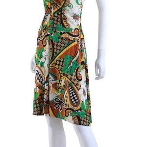 1970s Psychedelic Print Jersey Halter Dress 1970s Halter Dress 1970s Psychedelic Dress 70s Green Dress 70s Yellow Dress Size Small image 5