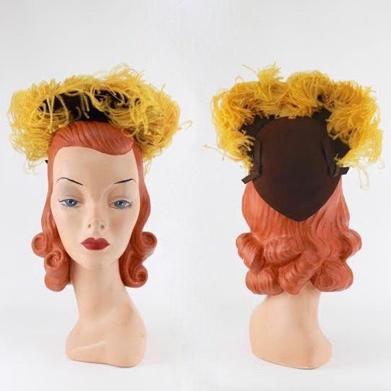 RESERVED | 1940s Halo Hat - 1940s Feather Hat - 19