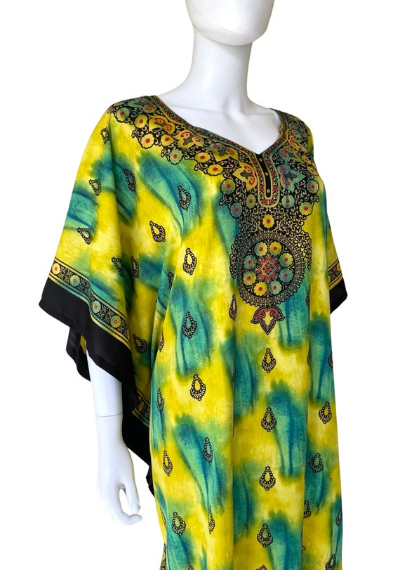 Vintage Yellow & Green Tie Dye Mandala Print Caft… - image 7
