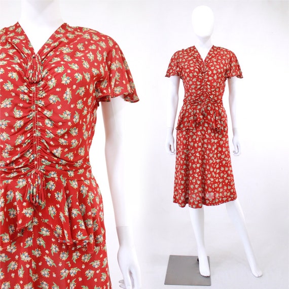 Late 1930s Shoe Novelty Print Dress - 1930s Shoe P