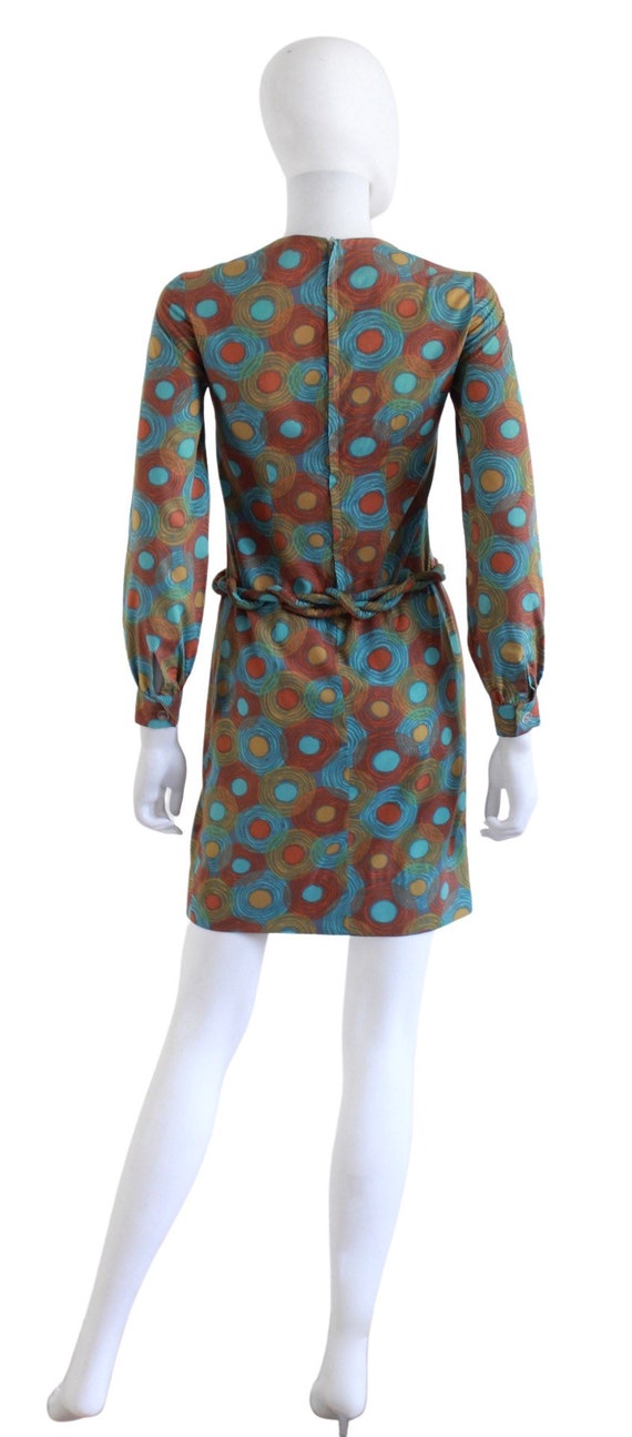 1960s Jewel Tone Abstract Print Wiggle Dress - 19… - image 10