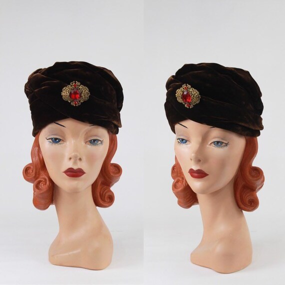 1950s Turban - Vintage Velvet Turban - Vintage Bro