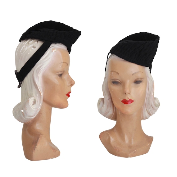 1940s Black Military Inspired Til Hat - 1940s Til… - image 1