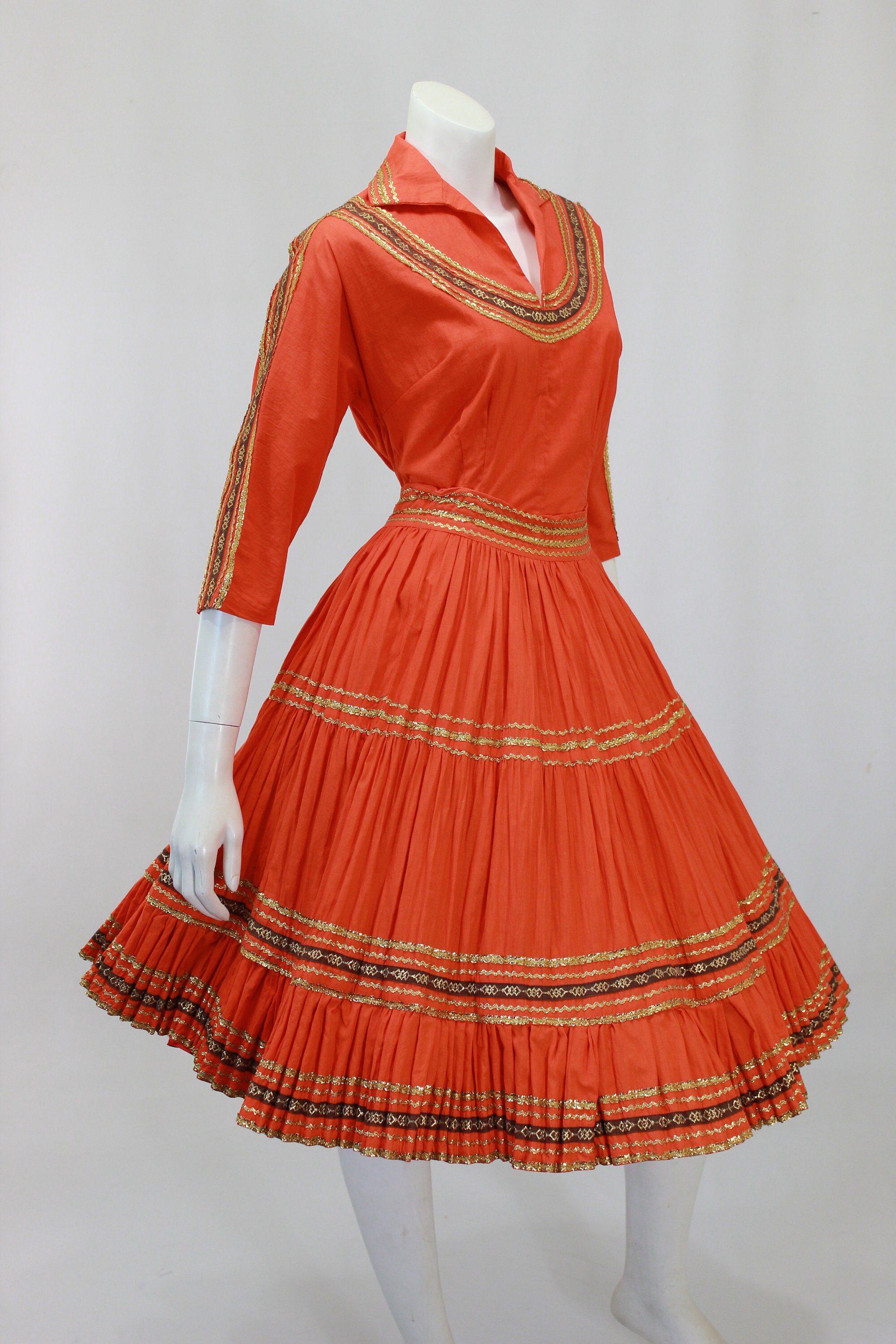 1950s Patio Skirt Set Orange Patio Skirt Set 50s Fiesta Etsy