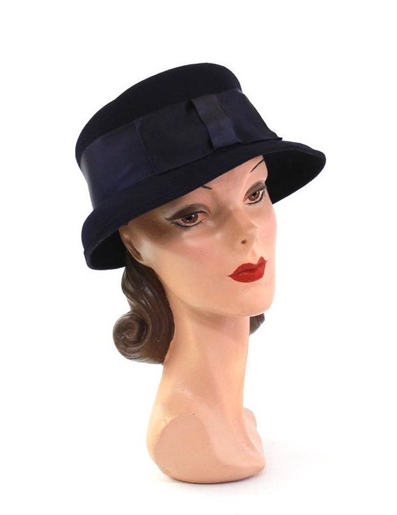 1930s Navy Blue Cloche Hat - 1930s Womens Hat - 1… - image 6