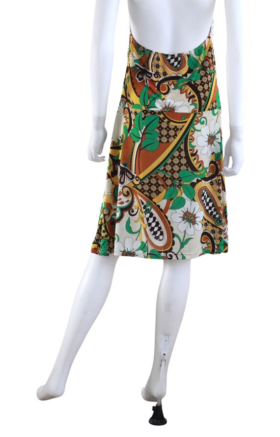 1970s Psychedelic Print Jersey Halter Dress - 197… - image 9