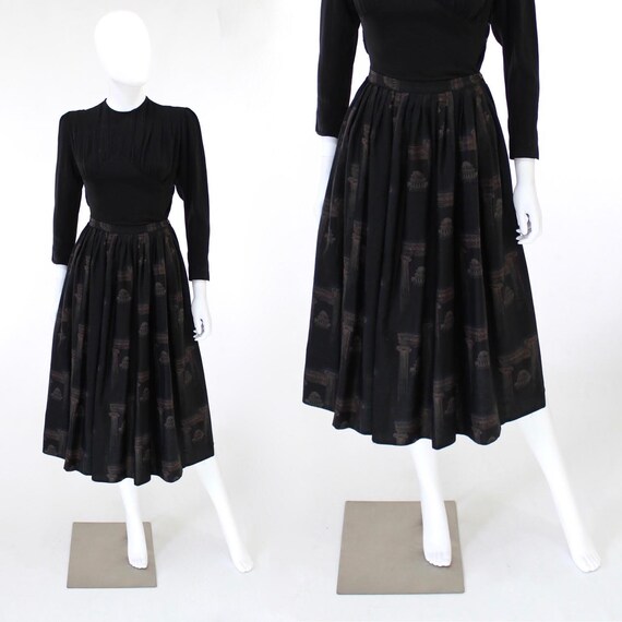 1950s Greco Roman Novelty Print Skirt - 1950s Gree