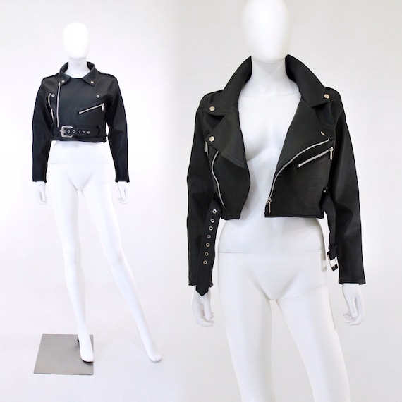 1990s Black PVC Leather Jacket - Vintage PVC Jacke