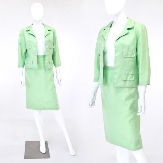 1950s Celadon Green Suit - 1950s Summer Suit - 50s