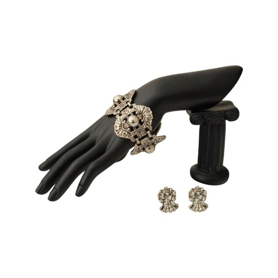 1950s Silver Bracelet and Earring Set - 1950s Demi Parure - 1950s Bracelet - 1950s Earrings - Vintage Bracelet and Earring Set - 50s Jewelry