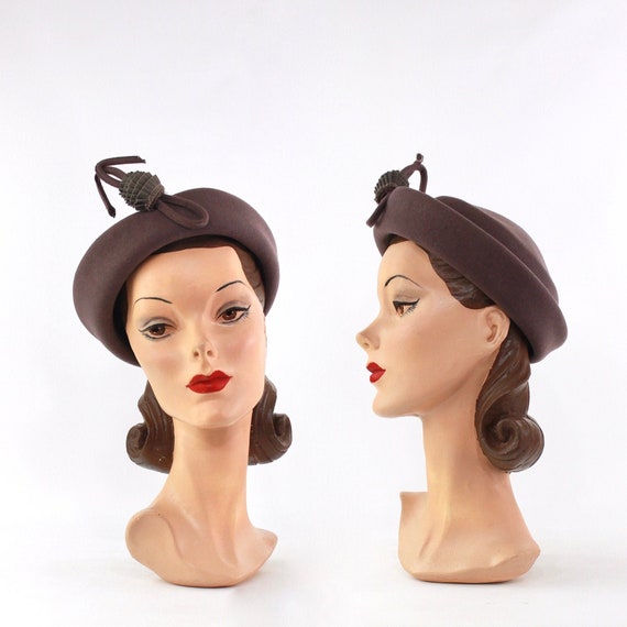 1940s Heather Gray Hat - 1940s Dove Gray Hat - Vin