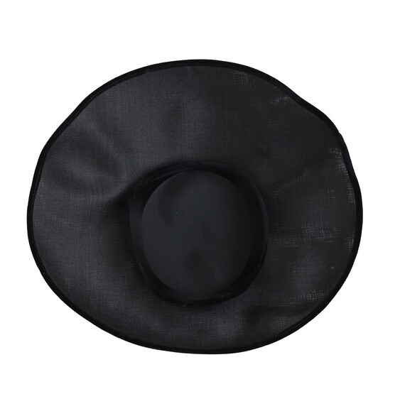 1950s Black Platter Hat - 1950s Black Cartwheel H… - image 10