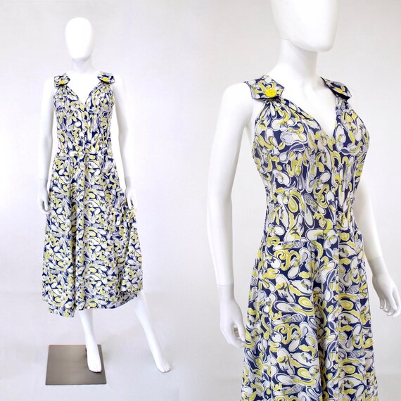 RESERVED | 1940s Hat Novelty Sundress - 1940s Nove